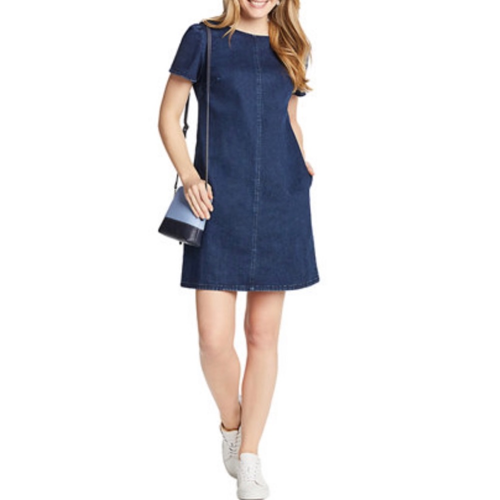 DRAPER JAMES WOMEN’S DENIM SHIFT DRESS SIZE 4 IN DARK WASH BLUE